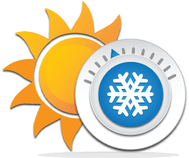 Sun and thermostat icon for climate controlled units